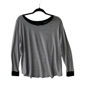 TERRA & SKY WOMENS BLACK WHITE STRIPED LONG SLEEVE SHIRT SIZE 1X